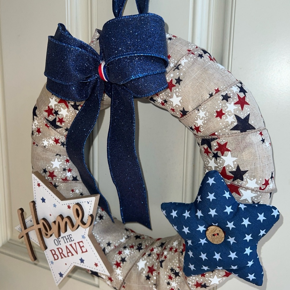 Patriotic July  4th Memorial Day  Mini Wreath 12  Inch Front Door  Indoor Decor